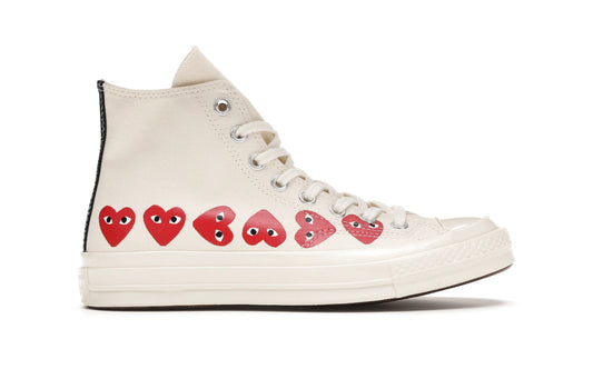 CDG Converse White Multi-Heart